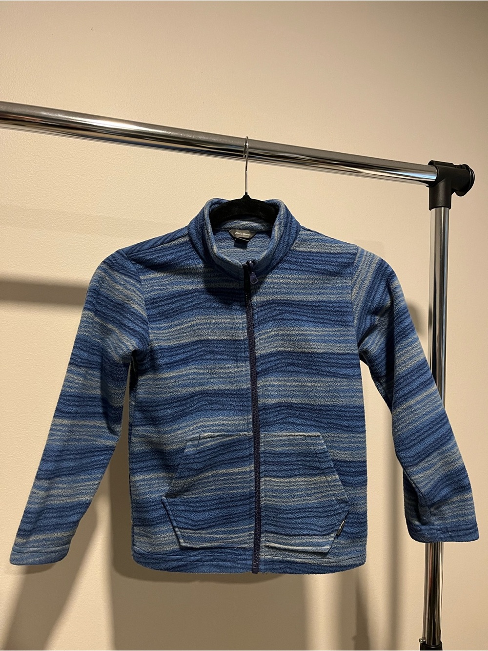 Eddie Bauer blue striped full  zipFleece Jacket.